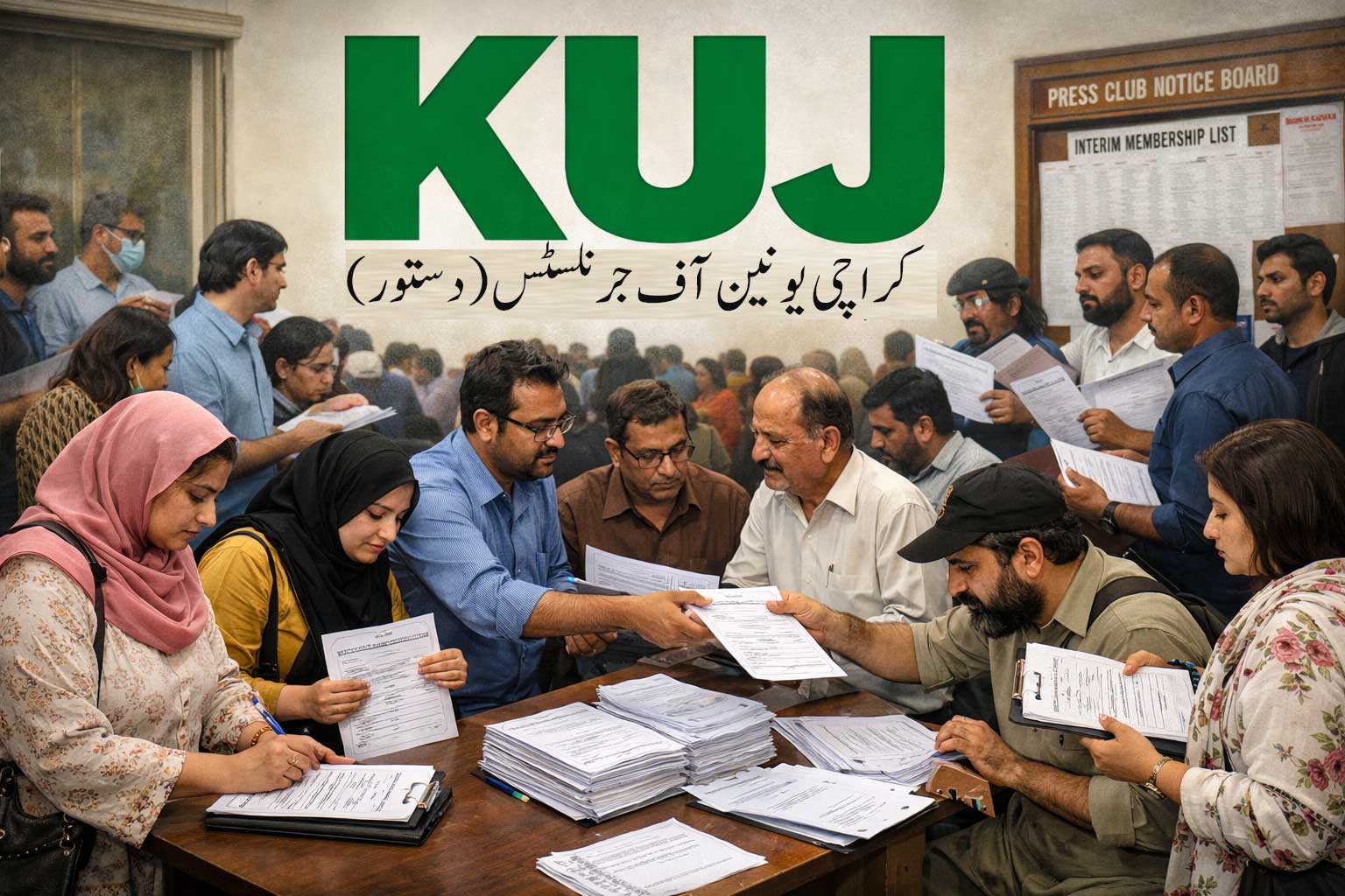 KUJ (Dastoor) Announces Membership Drive from Feb 15, Interim Scrutiny List Displayed at Karachi Press Club KUJ (Dastoor) Announces Membership Drive from Feb 15, Interim Scrutiny List Displayed at Karachi Press Club